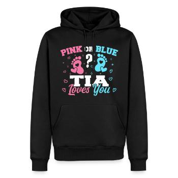 Pink Or Blue Tia Loves You - Tia Aunt - Sweat à capuche Premium bio Homme - noir - Devant - Nico (187cm)
