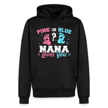Pink Or Blue Nana Loves You - Nana Grandma - Sweat à capuche Premium bio Homme - noir - Devant - Nico (187cm)