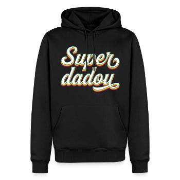 Super Dadou Père Papa 2024 - Sweat à capuche Premium bio Homme - noir - Devant - Nico (187cm)