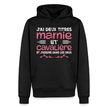 Zwei Titel Granny Rider | Oma | Pferd - Männer Premium Bio Hoodie - Schwarz - Vorne - Nico (187cm)