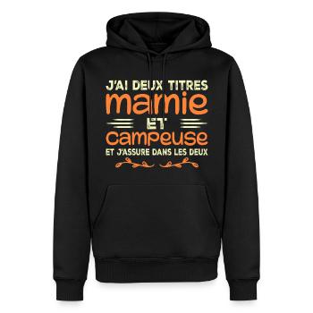 Zwei Titel Granny Camper | Oma | Camping - Männer Premium Bio Hoodie - Schwarz - Vorne - Nico (187cm)