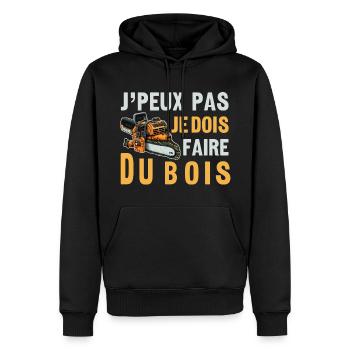 J'peux pas je dois Faire Du Bois,papa forestier - Sweat à capuche Premium bio Homme - noir - Devant - Nico (187cm)
