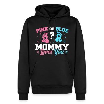 Pink Or Blue Mommy Loves You - Gender reveal Mommy - Sweat à capuche Premium bio Homme - noir - Devant - Nico (187cm)