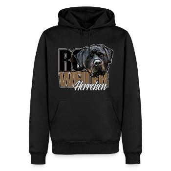 Rottie Herrchen - Männer Premium Bio Hoodie - Schwarz - Vorne - Nico (187cm)