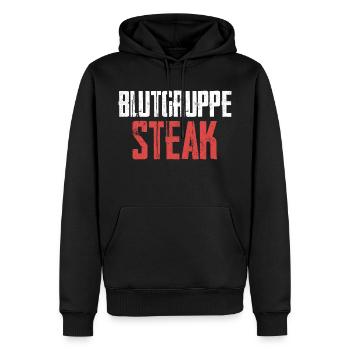Bifteck de groupe sanguin - Sweat à capuche Premium bio Homme - noir - Devant - Nico (187cm)