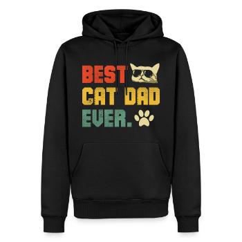 Bast Cat Dad Ever Retro Grafik - Männer Premium Bio Hoodie - Schwarz - Vorne - Nico (187cm)
