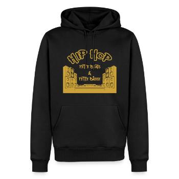 Hip Hop Fette Beats und Fette Bässe - Männer Premium Bio Hoodie - Schwarz - Vorne - Nico (187cm)