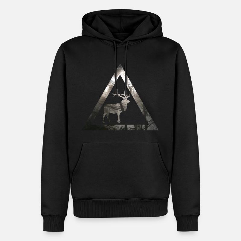 Mystical Forest Deer Triangle - Männer Premium Bio Hoodie - Schwarz