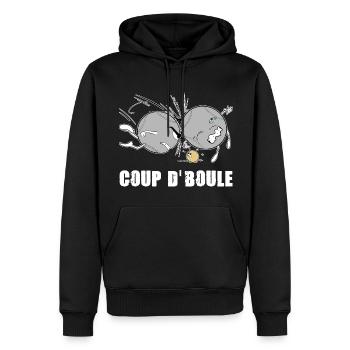 Pétanque Coup de Boule Humour Bouliste - Sweat à capuche Premium bio Homme - noir - Devant - Nico (187cm)
