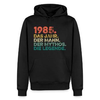 Geburtstag Jahrgang 1985 Mann Mythos Legende - Männer Premium Bio Hoodie - Schwarz - Vorne - Nico (187cm)