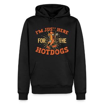 I'm Just Here For The Hot Dogs Lustiges Hot Dog - Männer Premium Bio Hoodie - Schwarz - Vorne - Nico (187cm)