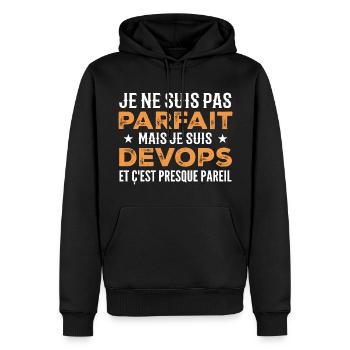 Je Ne Suis Pas Parfait Mais Je Suis Devops - Sweat à capuche Premium bio Homme - noir - Devant - Nico (187cm)