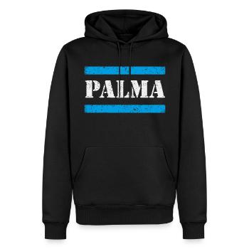 Palma - Männer Premium Bio Hoodie - Schwarz - Vorne - Nico (187cm)