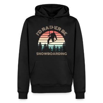 I'D RATHER be Snowboarding Spruch - Männer Premium Bio Hoodie - Schwarz - Vorne - Nico (187cm)