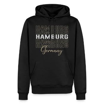 Hamburg Schrift Deutschland - Männer Premium Bio Hoodie - Schwarz - Vorne - Nico (187cm)