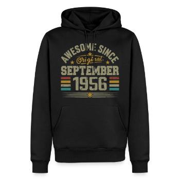 September 1956 Geschenk gebaut September 1956 - Männer Premium Bio Hoodie - Schwarz - Vorne - Nico (187cm)