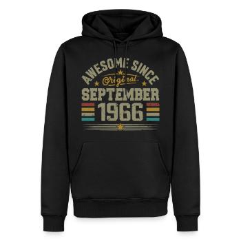 September 1966 Geschenk Gebaut im September 1966 - Männer Premium Bio Hoodie - Schwarz - Vorne - Nico (187cm)