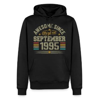 Geschenk September 1995 Erbaut im September 1995 - Männer Premium Bio Hoodie - Schwarz - Vorne - Nico (187cm)
