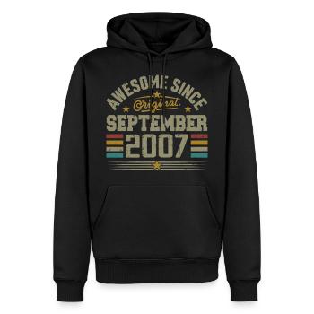 September 2007 Gift Built in September 2007 - Men’s Premium Organic Hoodie - black - Front - Nico (187cm)
