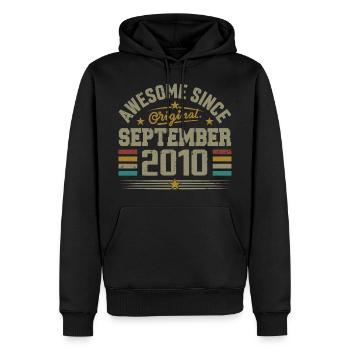 Geschenk September 2010 Erbaut im September 2010 - Männer Premium Bio Hoodie - Schwarz - Vorne - Nico (187cm)