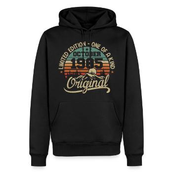 Octobre 1985 - Légendes Sont Nées En Octobre 1985 - Sweat à capuche Premium bio Homme - noir - Devant - Nico (187cm)