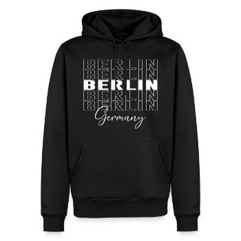 Berlin - Sweat à capuche Premium bio Homme - noir - Devant - Nico (187cm)