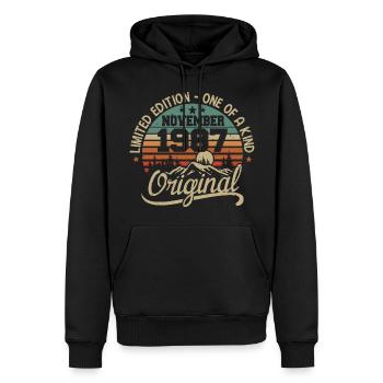 Retro November - November 1987 Geburtstagsgeschenk - Männer Premium Bio Hoodie - Schwarz - Vorne - Nico (187cm)