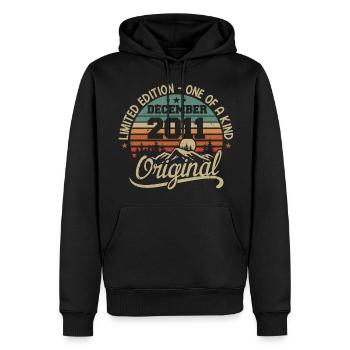Originales Geschenk zum 14-jährigen Jubiläum, Dezember 2011 - Männer Premium Bio Hoodie - Schwarz - Vorne - Nico (187cm)