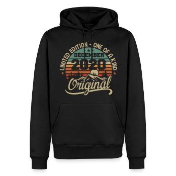 Original Cadeau Anniversaire 5 ans, Décembre 2020 - Sweat à capuche Premium bio Homme - noir - Devant - Nico (187cm)