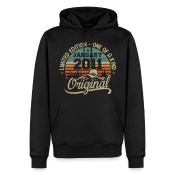 Janvier 2011 I Anniversaire Nées En Janvier 2011 - Sweat à capuche Premium bio Homme - noir - Devant - Nico (187cm)
