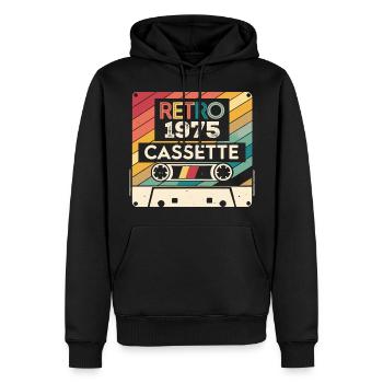 Retro 1975 Jahrgang 1975 - 1975 Geburtstagsgeschenk - Männer Premium Bio Hoodie - Schwarz - Vorne - Nico (187cm)