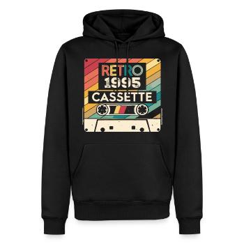 Retro 1975 Jahrgang 1995 - 1995 Jubiläumsgeschenk - Männer Premium Bio Hoodie - Schwarz - Vorne - Nico (187cm)