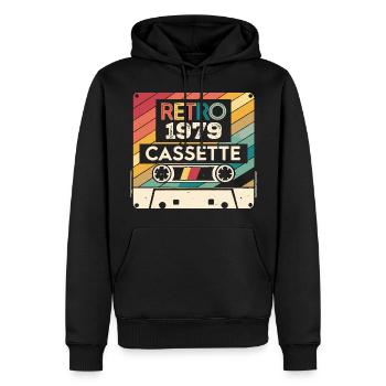 Retro 1975 Jahrgang 1979 - 1979 Jubiläumsgeschenk - Männer Premium Bio Hoodie - Schwarz - Vorne - Nico (187cm)