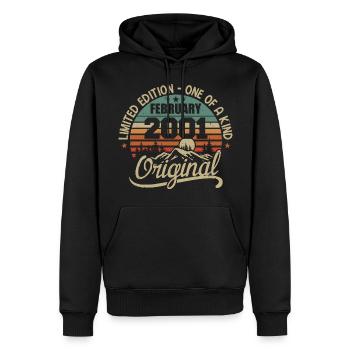 Geboren im Februar 2001 Vintage Geschenk - Februar 2001 - Männer Premium Bio Hoodie - Schwarz - Vorne - Nico (187cm)