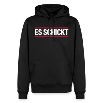 ES SCHICKT | Dialekt | Hessisch - Männer Premium Bio Hoodie - Schwarz - Vorne - Nico (187cm)