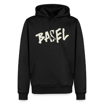 Bâle - Sweat à capuche Premium bio Homme - noir - Devant - Nico (187cm)