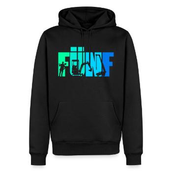 5. Geburtstag Junge 5 Jahre alt Bagger Baustelle - Männer Premium Bio Hoodie - Schwarz - Vorne - Nico (187cm)