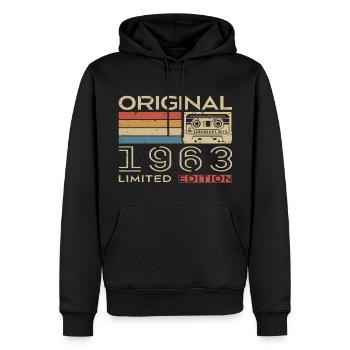 1963 Retro 1963 Geburtstagsgeschenk - Jahrgang 1963 - Männer Premium Bio Hoodie - Schwarz - Vorne - Nico (187cm)