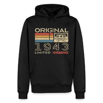 1943 Retro 1943 Geburtstagsgeschenk - Jahrgang 1943 - Männer Premium Bio Hoodie - Schwarz - Vorne - Nico (187cm)