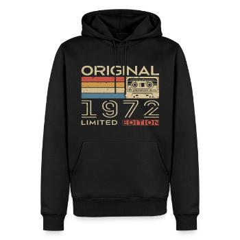 1972 Retro 1972 Geburtstagsgeschenk - Jahrgang 1972 - Männer Premium Bio Hoodie - Schwarz - Vorne - Nico (187cm)