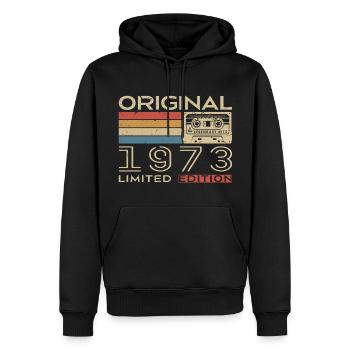 Cadeau Anniversaire 1973 Rétro 1973 - Vintage 1973 - Sweat à capuche Premium bio Homme - noir - Devant - Nico (187cm)