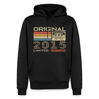 Retro 2015 Jubiläumsgeschenk 2015 - Jahrgang 2015 - Männer Premium Bio Hoodie - Schwarz - Vorne - Nico (187cm)
