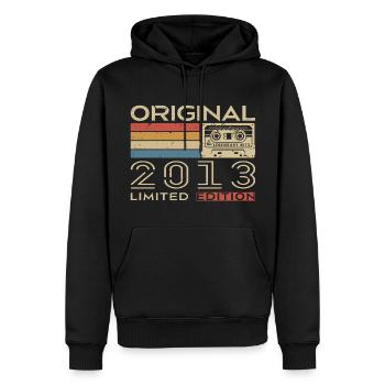 Cadeau Anniversaire 2013 Rétro 2013 - Vintage 2013 - Sweat à capuche Premium bio Homme - noir - Devant - Nico (187cm)