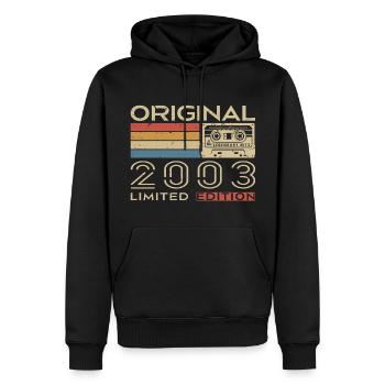 Cadeau Anniversaire 2003 Rétro 2003 - Vintage 2003 - Sweat à capuche Premium bio Homme - noir - Devant - Nico (187cm)