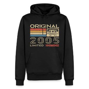 Cadeau Anniversaire 2005 Rétro 2005 - Vintage 2005 - Sweat à capuche Premium bio Homme - noir - Devant - Nico (187cm)