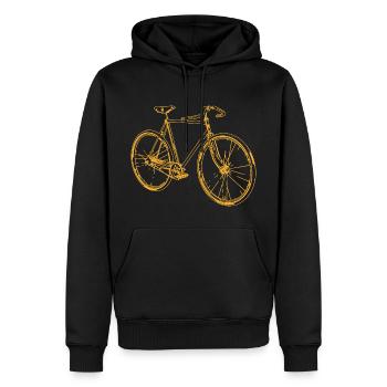 Vintage Fahrrad Linienkunst Orange - Männer Premium Bio Hoodie - Schwarz - Vorne - Nico (187cm)