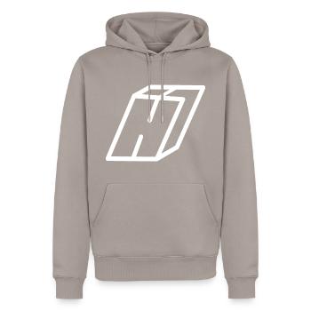 Lettre d’orientation H - Sweat à capuche Premium bio Homme - taupe - Devant - Nico (187cm)