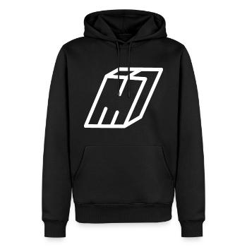 Gliederungsbuchstabe M - Männer Premium Bio Hoodie - Schwarz - Vorne - Nico (187cm)