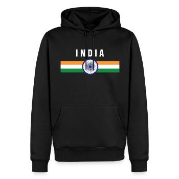 Inde - drapeau et armoiries - Sweat à capuche Premium bio Homme - noir - Devant - Nico (187cm)