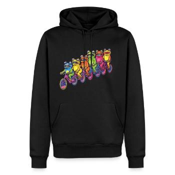Music Lover Funny Rainbow Frog Bicyclist Rave - Men’s Premium Organic Hoodie - black - Front - Nico (187cm)